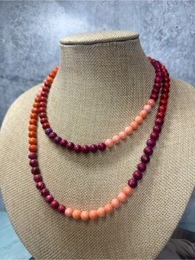 Desert Rose Trading Co orange and maroon beaded necklace